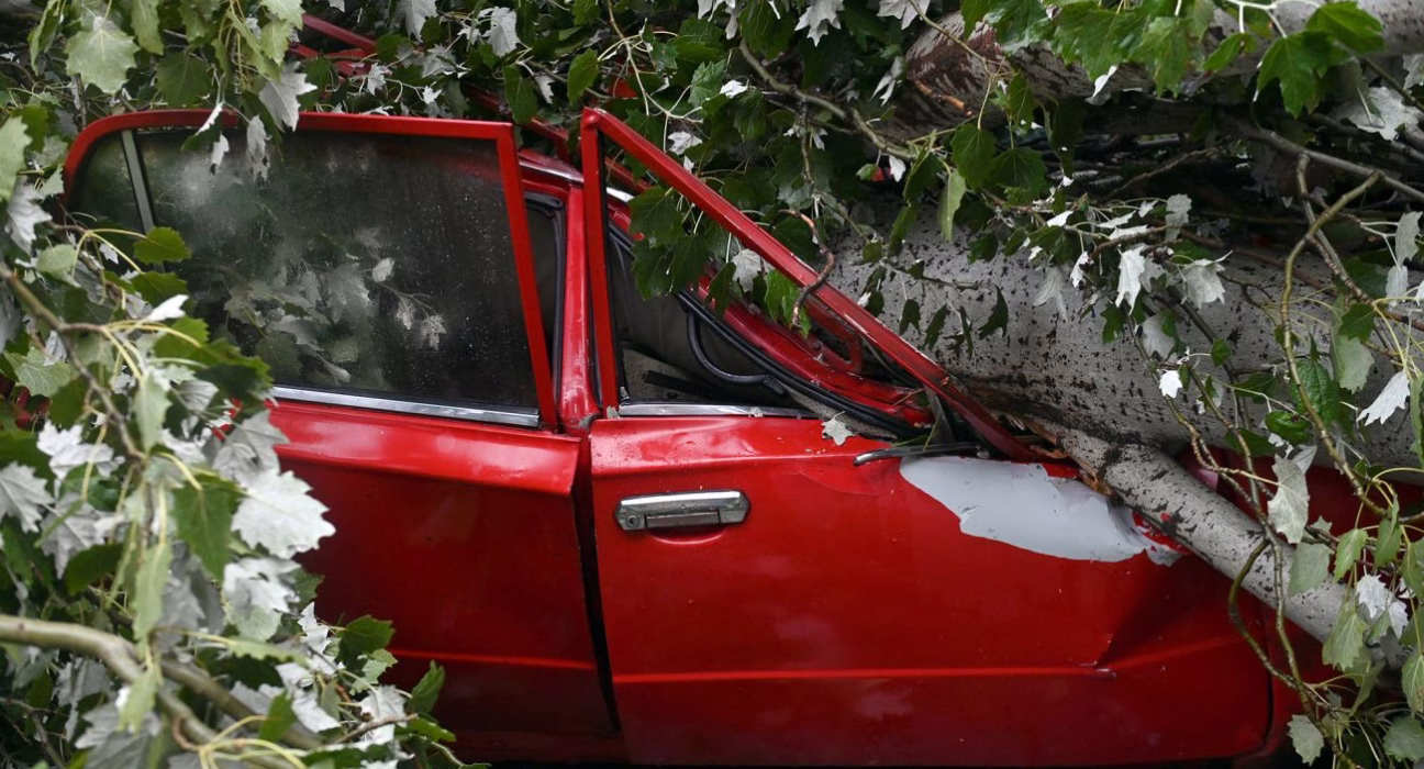 Шторм у Києві: дерева повалені, вулиці та переходи затоплені (фото, відео)